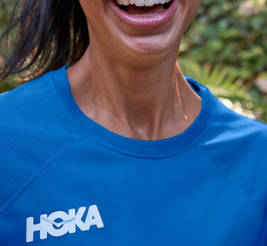 Hoka One One Top Kadın Mavi - Performance Long Sleeve - JV1082745